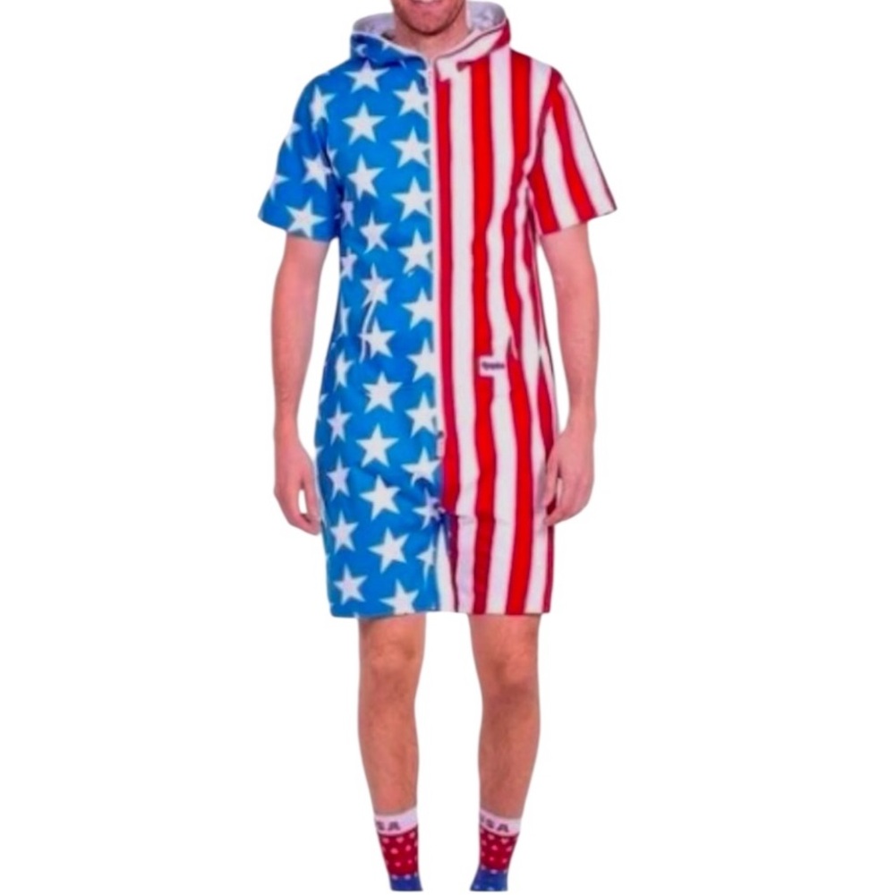 TIPSY ELVES American Flag Jumpsuit Halloween Costume Lounge Wear Onsie Unisex 04